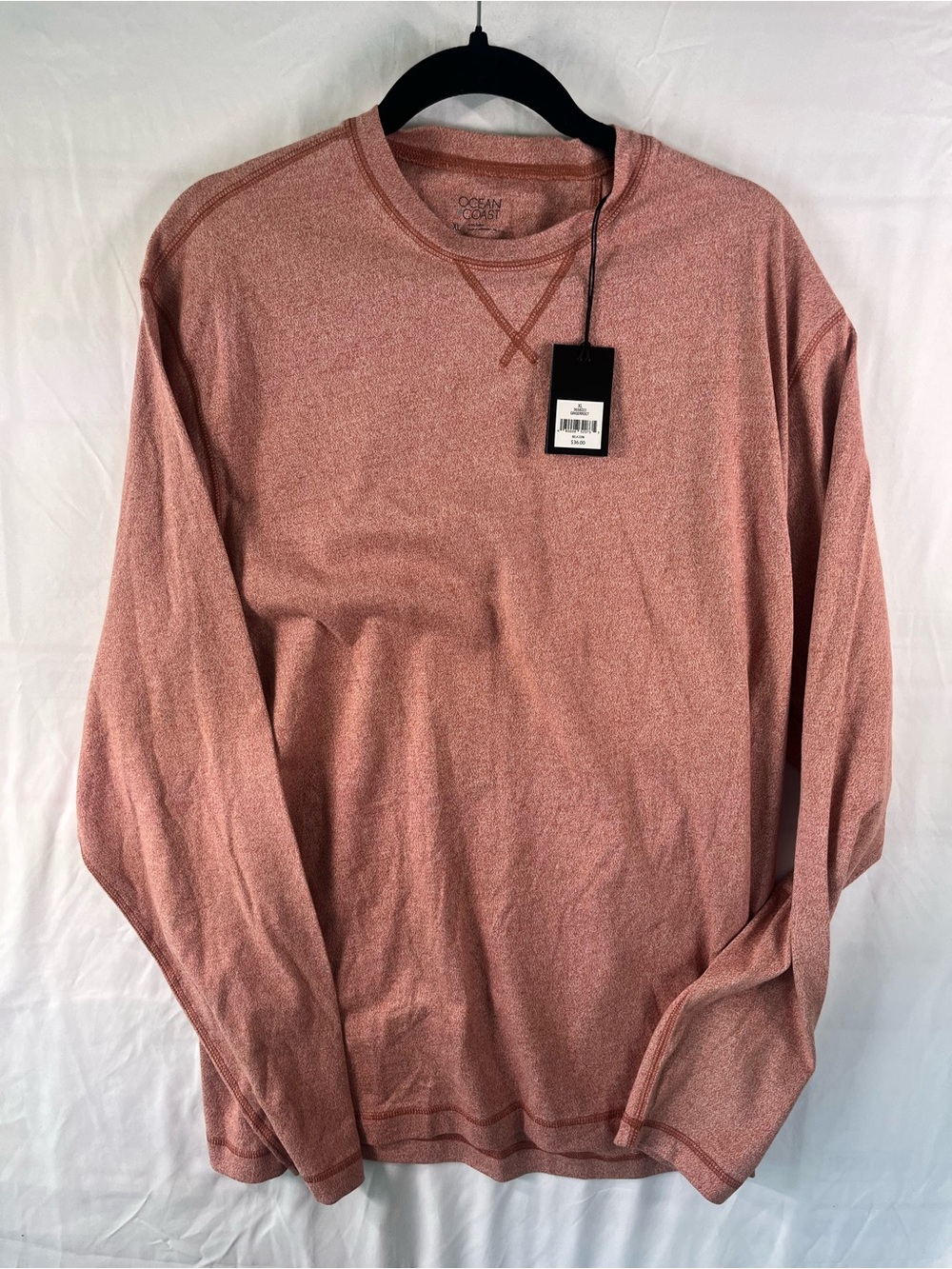 Ocean Current Men’s Long-Sleeve Heathered Rust Crew Sweatshirt